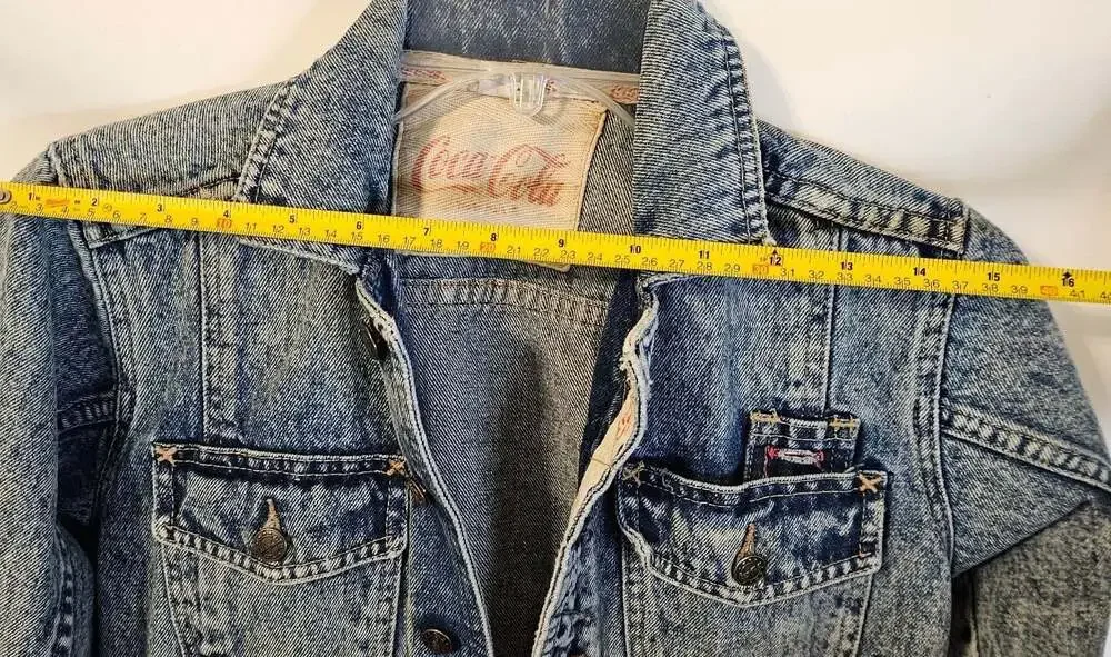 Vintage Coca-Cola Acid Wash Denim Trucker Jacket Size Youth  M